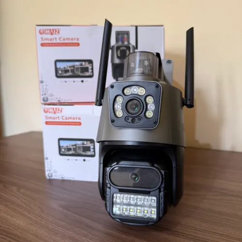 Câmera Segurança Wi-Fi Dupla com Alarme Óptico (Nova)