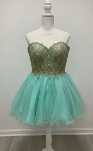 Vestido Debutante Curto Azul Tiffany