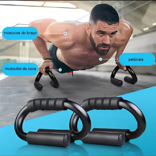 Barra Suporte Apoio Flexão de Braço Push Up Pegada Neutra Ergonômico