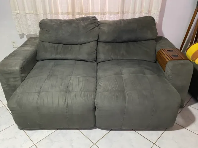 Sofá de 2 lugares, retrátil cinza escuro