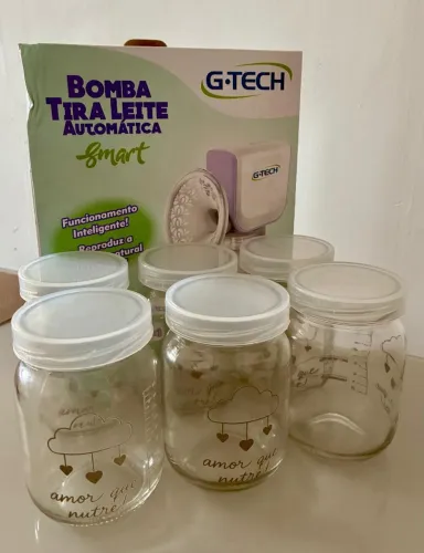 Bomba Tira Leite G-Tech Smart + 5 Potes de Vidro p/ Leite Materno