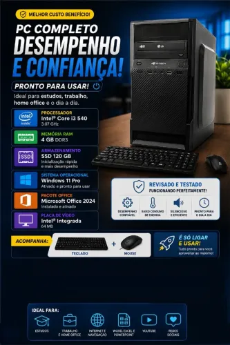 DESKTOP INTEL CORE i3 - COMPLETO E PRONTO PARA USAR