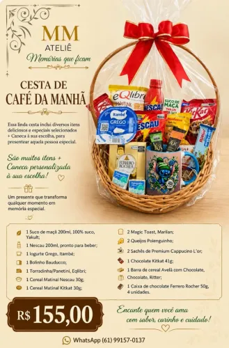 Cesta de café da manhã com Caneca