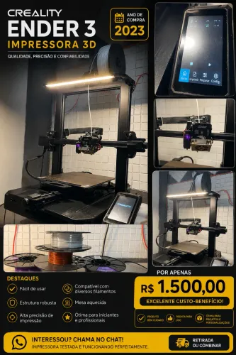 Impressora 3D Creality Ender 3 + Filamentos | Pouco Uso | Ano 2023