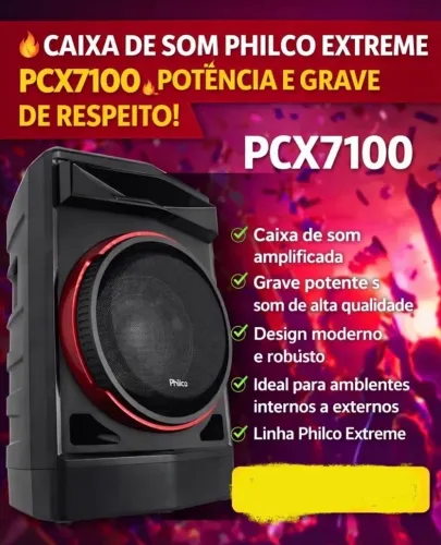 Caixa de Som Philco PCX7100 Extreme ? Grave Forte + Bluetooth | Potência de Verdade