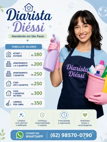 Diarista Disponível em toda a capital de SP
