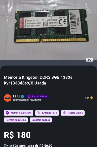 8gb ddr3 notbook troca em 8gb ddr3 pc