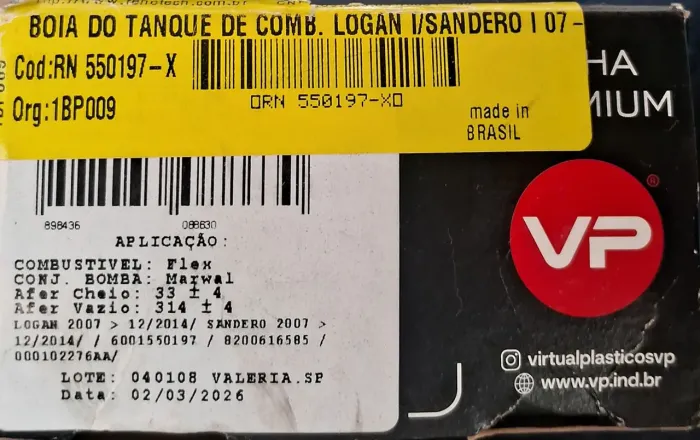 Bóia tanque de combustivel 2007 a 2014 - Renault Sandero/Logan