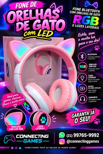Headphone bluetooth de gatinho
