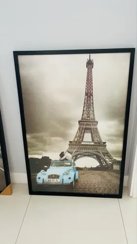 Quadro pôster táxi e torre Paris