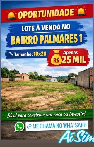 VENDE-SE LOTE NA PALMARES 1