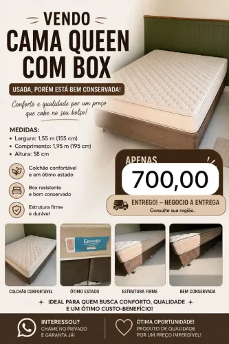 Vende-se cama box queen