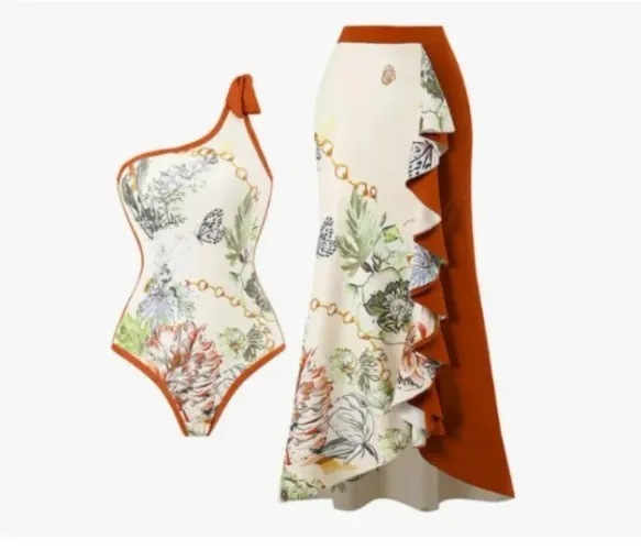 Conjunto Saída Praia Com Estampa Floral | Conjunto Biquíni