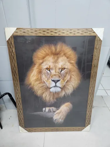 Quadro Leão com moldura