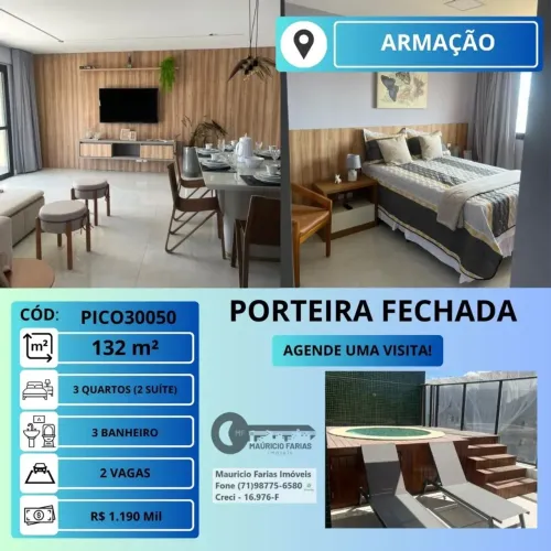 COBERTURA COM 3 QUARTOS (2 SUÍTES) EM ARMAÇÃO - PORTEIRA FECHADA