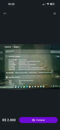 Notebook Dell I7 8G