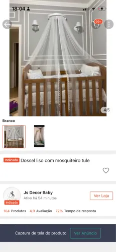 Dossel liso com mosquiteiro tule