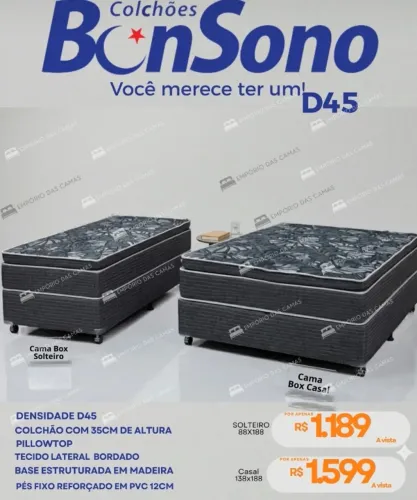 Cama casal ou solteiro D45 espuma bonsono base e colchão  