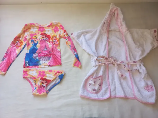 Biquíni + roupão de banho infantil a partir 2 anos