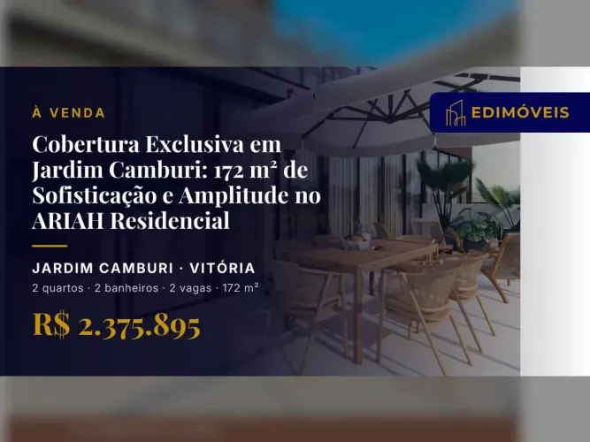 Jardim Camburi| Cobertura 2 quartos com suítes, vista privilegiada e conforto