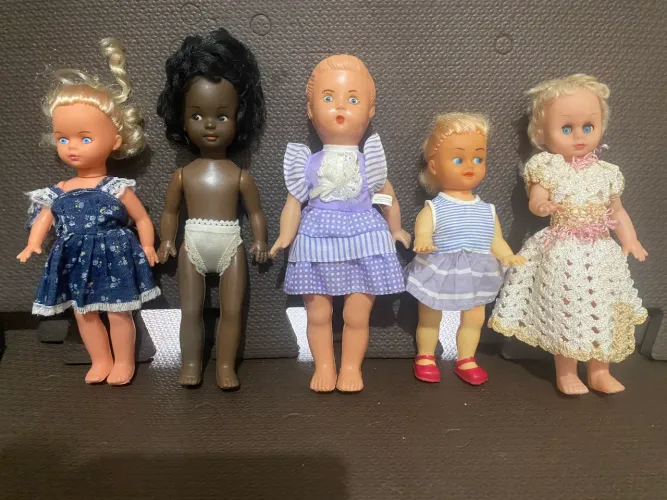 Lote  5 Bonecas Antiquíssimas de Plástico Bolha