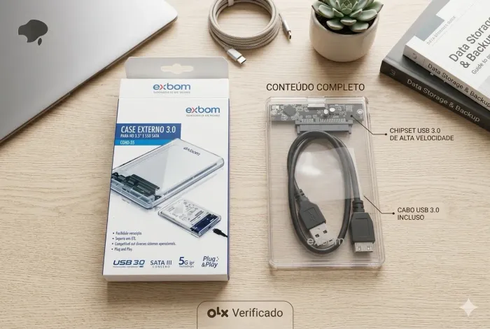 Case para HD transparente, Usb 3.0