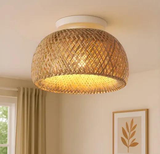 Plafon Sobrepor Lustre Rústico Sala de Jantar Luminária Teto Branco 