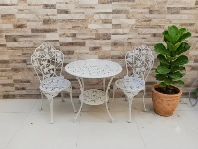 Mesa de aluminio c/ 2 cadeiras para jardim