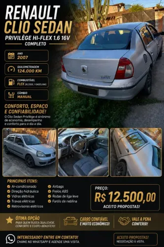 Renault Clio Sed. Privilège Hi-flex 1.6 16V 4P 2007