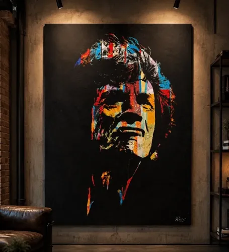 Quadro Tela Mike Jagger - Artista Russ - 90x120