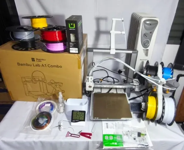 Impressora 3d Bambu Lab A1 Combo + AMS Lite + Filamentos + Acessórios + Aquecedor 