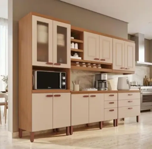 Armário Cozinha Modulada Completa 100% MDF 10 Portas e 6 Gavetas