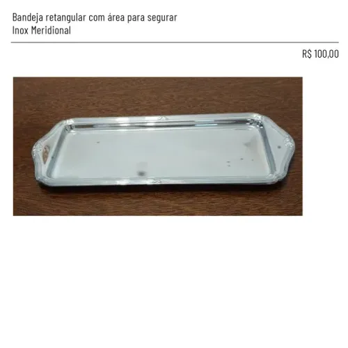 Bandeja Retangular com área para segurar - Inox Meridional
