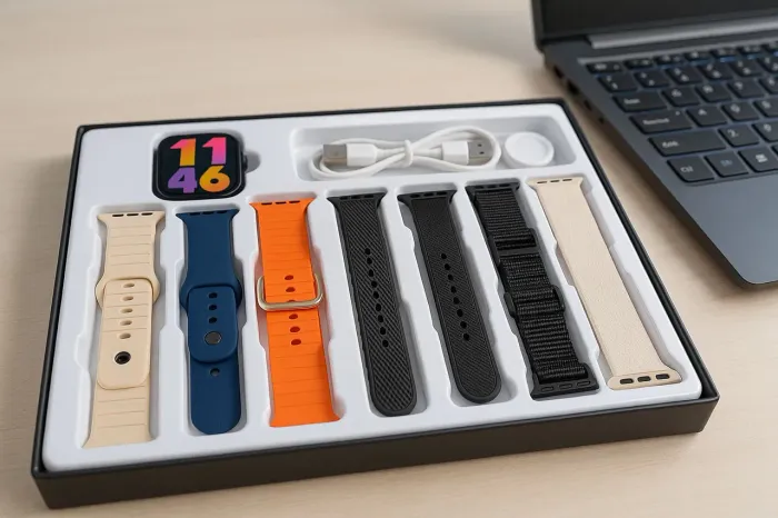 Kit Smartwatch com 7 pulseiras relógio inteligente sport exercício corrida academia 