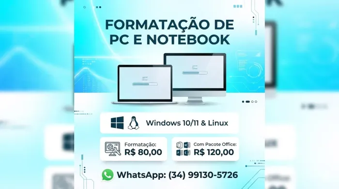 Formatação de notebooks e computadores 