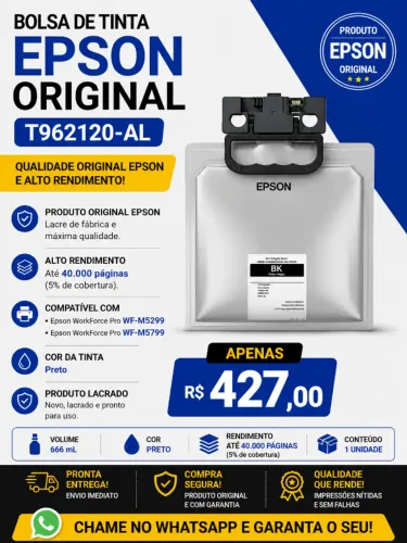 Bolsa De Tinta Epson 666ml M04xxl Wf-m5799 Wf-m5299 T962120 Novo