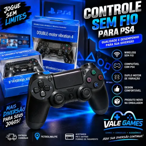 Controle Sem Fio PS4 Wireless com Vibração Dupla