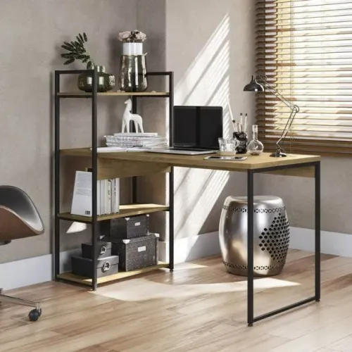 Organização e Estilo em Um Só Lugar: Mesa para Computador com 3 Prateleiras Freijó e Preto