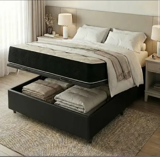 Cama Box Baú Casal Supreme D45 Euro Pillow com Base Preta