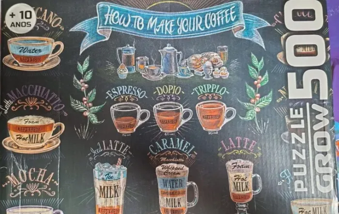 quebra cabeça raro café gourmet grow 500 peças usado completo