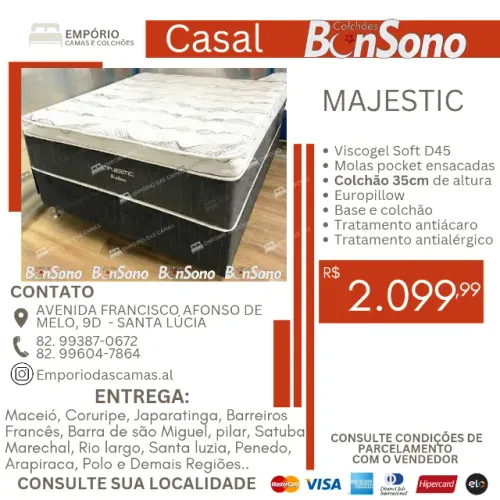 Cama casal Bonsono molas, espuma, D65, D33 Comercializamos Base-colchão, solteiro ao king