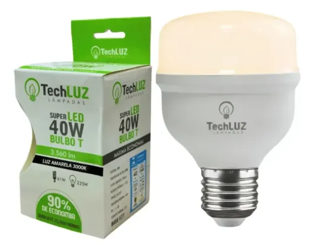 Lâmpada Led Bulbo Luz Amarela 40w 3000k Techluz - NOVA