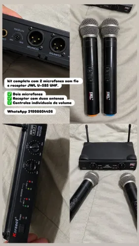Kit microfone sem fio profissional
