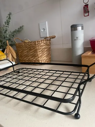 Bandeja Decorativa Preta com Alças - Café na Cama / Decoração