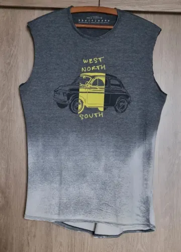 camiseta regata machao semi nova cor chumbo e amarela original khelf