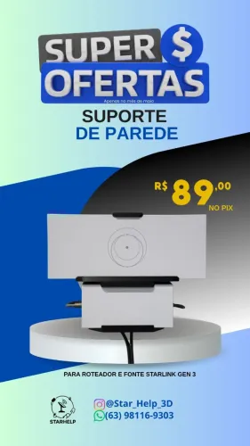 Suporte de parede para roteador e Fonte - Antena Starlink Gen 3