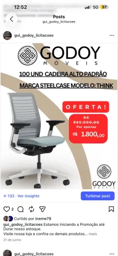 Cadeiras Para escritorio Stellcase - nova custa 5.000,00