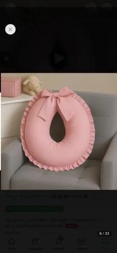 Almofada De Amamentação Grande Babados Algodão Monzillo Cor Rosa