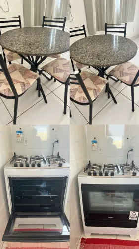 Mesa de jantar 4 lugares e um fogão 5 bocas