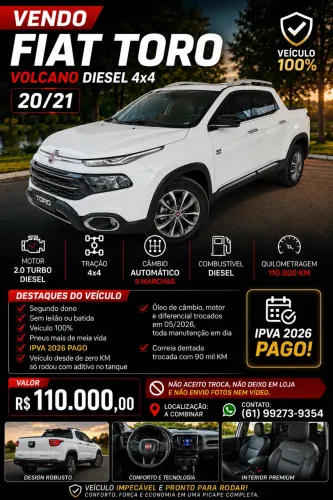 Fiat Toro Volcano 2.0 16V 4X4 TB Diesel Aut. 2021